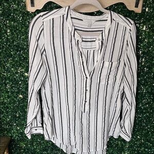 Lucky Brand Black and White Striped Blouse